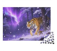 Puzzle 1000 Pezzi Tiger on Aurora-lit Snowfield, Per Amore E Amico, Relax-rompicapo Impossible, Puzzle Classici Regali 1000pcs (75x50cm)