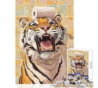 Puzzle 1000 pezzi Tigre con carta igienica sulla testa Decorazione per la casa Giocattoli Regali di Babbo Natale segreto Giochi educativi Interazione genitore-figlio Dimensioni 38x52cm