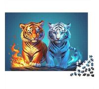 Puzzle 1000 Pezzi Tigri Fuoco e Ghiaccio, Cuccioli di Tigre, Cartone Resistente, per Famiglia, Attività di Gruppo, 70x50cm
