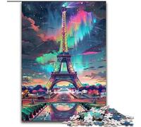 Puzzle 1000 pezzi Torre Eiffel colorata in legno, rompicapo ad alta difficoltà per adolescenti 50x75cm, Natale o compleanni