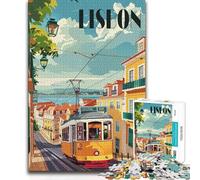 Puzzle 1000 pezzi Tram di Lisbona Un'opera d'arte Opera d'arte Regalo per bambini dai 14 anni in su 50x75cm