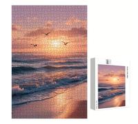Puzzle 1000 Pezzi - Tramonto & Oceano - Puzzle in Legno Durevole con Lettere sul Retro - 75 x 50 cm - Hobby Creativo Senza Polvere - Articolo per Collezionisti e 14 Anni in Su P3#1184