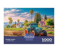 Puzzle 1000 pezzi Trattore che aratura il campo, stile paesaggio fattoria rurale, gioco decorativo per adulti e famiglie in comune, 70x50cm