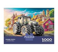 Puzzle 1000 pezzi Trattore su strada del villaggio, arte scena fattoria rurale, gioco di sfida educativo per adulti e famiglie in comune, 38x26cm