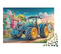 Puzzle 1000 pezzi Trattore su strada di villaggio, cartone oftense, arte agricola, molto difficile, regalo famiglia, 52x38cm