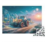 Puzzle 1000 pezzi Trattore su strada innevata, cartone oftense, molto difficile, arte agricola, relax, 70x50cm