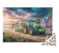 Puzzle 1000 pezzi Trattore su strada sterrata, cartone, molto difficile adulti/ragazzi, paesaggio agricolo, 70x50cm