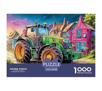 Puzzle 1000 pezzi Trattore sulla Strada del Villaggio, Scena Rurale Colorata, Regalo per Uomini & Donne, Gioco Famiglia, 52x38cm