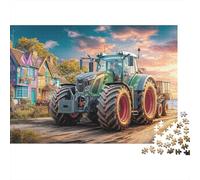 Puzzle 1000 pezzi Trattore sulla strada di campagna, cartone, molto difficile adulti/ragazzi, scena agricola, 52x38cm