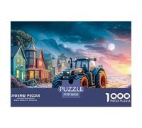 Puzzle 1000 pezzi Trattore sulla Strada Innevata, Paesaggio Rurale Fantastico, per Adulti, Estremamente Difficile, Antistress, Idea Regalo, 38x26cm