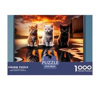 Puzzle 1000 pezzi Tre gattini al tramonto a specchio, decorazione murale