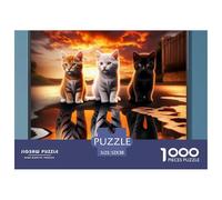 Puzzle 1000 pezzi Tre gattini al tramonto, difficoltà elevata