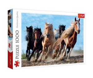 Puzzle 1000 pezzi Trefl Cavalli al galoppo - Paesaggio, Scatola rettangolare bianca/rossa/blu - Nouvo
