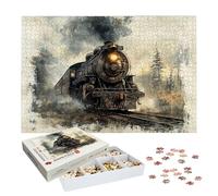 Puzzle 1000 Pezzi Treno, Puzzle Retrò 1000 Pezzi Arte per Adulti e Bambini, Misura: 75x50 cm, Puzzles Legno per Adulti con Squisita Scatola di Imballaggio, Idea Regalo Donna, Regalo Uomo, -8117