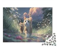 Puzzle 1000 Pezzi Two Kittens Walking through Stream - Adulti Per Familiare Gioco, Pet, Parete Da Decorazione E Regalo 38x26cm/1000pcs