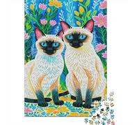 Puzzle 1000 Pezzi Two Siamese Cats by The Garden, Per Bambini/Adultí - Relax Rompicapo Classici 1000pcs (75x50cm)