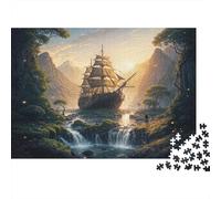 Puzzle 1000 pezzi Vela nel Canyon, Tramonto e Cascata, Cartone Premium, Ragazzi e Ragazze, Tempo Libero 52x38cm
