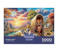 Puzzle 1000 Pezzi Viaggio nel West per Adulti e Bambini - Carro Coperto e Cani, Gioco Educativo, Sfida, Decorazione da Parete, 52x38cm