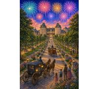 puzzle 1000 pezzi Viale del castello con carrozze e fuochi Legno