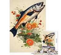 Puzzle 1000 pezzi vintage salmone antistress regalo per compleanni gioco educativo con pezzi completamente interconnessi di forma casuale dimensioni 38x26cm