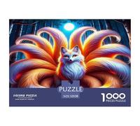 Puzzle 1000 Pezzi Volpe a Nove Code Gioco Stimolante Regalo - Volpe a Nove Code Foresta Luna Chiara Bianca Maestosa Mistica Decorazione Muro Puzzle per Adulti e Bambini 52x38cm