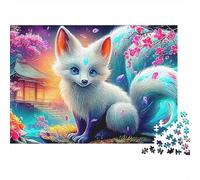 Puzzle 1000 pezzi Volpe a Nove Code per Adulti Volpe Bianca a Nove Code di Notte Premium Alta Qualità Spesso Robusto Vivace Sfidante Antistress Regalo 52x38cm