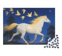 Puzzle 1000 Pezzi White Horse with Golden Birds, Per Amore E Amico, Giochi, Puzzle Difficile Sfida, Grandi Dimensioni Regalo 1000pcs (75x50cm)