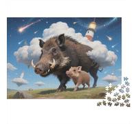 Puzzle 1000 Pezzi Wild Boar by A Lighthouse on The Prairie, Per Amore E Amico, Relax-rompicapo Puzzle Difficile Sfida, Classici Regalo 1000pcs (75x50cm)