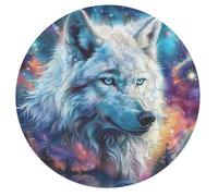 Puzzle 1000 Pezzi Wolf Glowing Blue Eyes Rompicapo Per Adulti E Bambini Con Puzzle Formato Animale Amore Amico Festa Aziendale Gioco Familiare Intelligenza Relax 68 PCS
