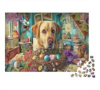 Puzzle 1000 Pezzi Yellow Lab with Nest of Eggs in Cozy Room - Classici Giochi Pet, Decorazione E Regalo 52x38cm/1000pcs