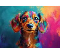 Puzzle 1000 Pieces Cane colorato Gioco Educativo Intellettuale Migliora La Concentrazione E Creatività, Puzzle Adulti E Ragazzi Da 14 Anni Compact Box Con Poster Incluso Idea Regalo Uomo E Donna S-5