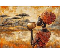 Puzzle 1000 Pieces donna africana Gioco Educativo Intellettuale Migliora La Concentrazione E Creatività, Puzzle Adulti E Ragazzi Da 14 Anni Compact Box Con Poster Incluso Idea Regalo Uomo E Donna O-2