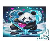 Puzzle 1000 pièces Panda avec Cœur d’Eau, animaux rares, relaxation, concentration, carton épais 14+, cadeau famille, 38x26cm