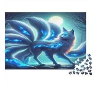 Puzzle 1000 pièces Renard à Neuf Queux Bleu au Clair de Lune, puzzle difficile, carton durable passionnés, 70x50cm