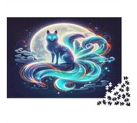 Puzzle 1000 pièces Renard à Neuf Queux Bleu, créature mythique, anti-stress, exercice cérébral séniors ado débutants, 52x38cm