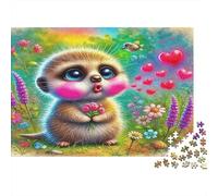 Puzzle 1000 pièces Suricate Envoyant un Baiser, mammifère, puzzle très difficile, carton premium experts, 52x38cm