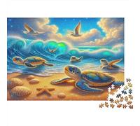 Puzzle 1000 pièces Tortues dans Vagues Océaniques, vie marine, compétences cognitives, concentration, carton premium ado, 70x50cm