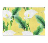 Puzzle 1000 puzzle per adulti divertente gioco di puzzle regali difficile puzzle arte animale pittura calle foglie verdi giallo, 75 x 50 cm