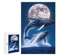 Puzzle 1000 pz per adolescenti Whales Breaching Under The Moonlight Giochi Di Puzzle Rilassanti, Sfida Difficile, Regali Unici, per Compleanno e Natale, 1000 pz