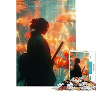 Puzzle 1000 Ronin con pesci Koi gioco educativo sfida per l'intelligenza giocattolo avvincente regalo di Babbo Natale segreto regalo di compleanno (dimensioni 50x75cm)