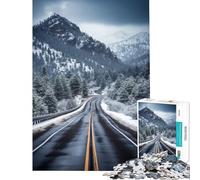 Puzzle 1000 Strada di montagna innevata - Difficile e stimolante - Gioco educativo di analisi e logica - Adatto a partire dai 14 anni (50x75cm)