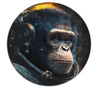 Puzzle 1000 Teile, Astronauten-Schimpansen-Puzzle, runde Puzzles für 1000 Teile, perfektes Weihnachtsgeschenk für Weihnachten, Halloween, Ostern, Neujahr, 1000 Teile (67,5x67,5cm)