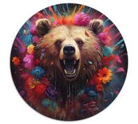Puzzle 1000 Teile, Braunbär, runde Puzzles für 1000 Teile, perfektes Weihnachtsgeschenk für Weihnachten, Halloween, Ostern, Neujahr, 1000 Teile (67,5x67,5cm)