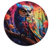 Puzzle 1000 Teile, bunte Kunst-Eule, 1000 Teile, runde Puzzles für Erwachsene, ideal für Familienspaß, Entspannung und Urlaubsgeschenke, 1000 Teile (67,5x67,5cm)
