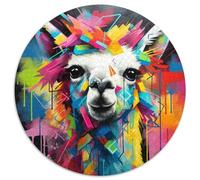 Puzzle 1000 Teile für Erwachsene,Alpaka,1000 Teile,runde Puzzles für Erwachsene,Entspannung und Herausforderung,farbenfrohe Kunst zur Heimdekoration,ideales Geschenk für Freunde,(67,5x67,5cm)