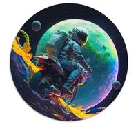 Puzzle 1000 Teile für Erwachsene,Astronauten-Motorrad,1000-teiliges rundes Puzzle,interaktives Familienspiel,Heimdekoration zum Selbermachen,Denksportaufgabe als Geschenk,1000 Teile (67,5x67,5cm)