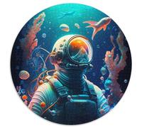 Puzzle 1000 Teile für Erwachsene,Astronauten-Weltraum,1000-teiliges rundes Puzzle,interaktives Familienspiel,Heimdekoration zum Selbermachen,Denksportaufgabe als Geschenk,1000 Teile (67,5x67,5cm)