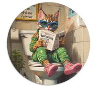 Puzzle 1000 Teile für Erwachsene,Bengalkatze geht auf die Toilette,1000-teiliges rundes Puzzle für Erwachsene,perfektes Geschenk für Eltern,Partner,Freunde - ab 14 Jahren,1000 Teile (67,5x67,5cm)