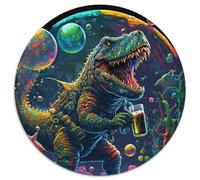 Puzzle 1000 Teile für Erwachsene, Bier-Dinosaurier, runde Puzzles für 1000 Teile, Familienspieleabend, Heimdekoration und Gehirntrainingsgeschenk, 1000 Teile (67,5x67,5cm)