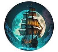 Puzzle 1000 Teile für Erwachsene,Boot unter dem Mond,1000-teiliges rundes Puzzle für Erwachsene,anspruchsvolles DIY-Denkspiel,perfektes Familienspiel oder dekoratives Geschenk,1000 Teile (67,5x67,5cm)